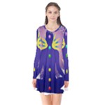 Chakra Long Sleeve V-neck Flare Dress