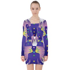 V-neck Bodycon Long Sleeve Dress 