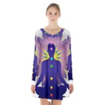 Chakra Long Sleeve Velvet V-neck Dress