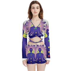 Velvet Wrap Crop Top and Shorts Set 