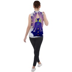 Mock Neck Chiffon Sleeveless Top 