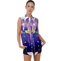 Sleeveless Chiffon Button Shirt 