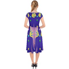 Cap Sleeve Front Wrap Midi Dress 
