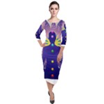 Chakra Quarter Sleeve Midi Velour Bodycon Dress