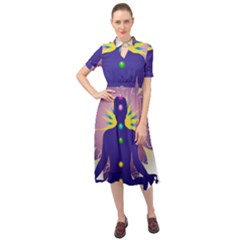 Keyhole Neckline Chiffon Dress 