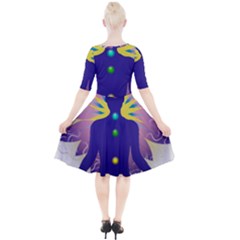 Quarter Sleeve A-Line Dress 