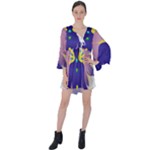 Chakra V-Neck Flare Sleeve Mini Dress