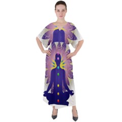 V-Neck Boho Style Maxi Dress 