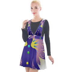 Plunge Pinafore Velour Dress 