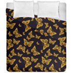 Black Gold Butterfly Print Duvet Cover Double Side (California King Size)