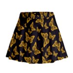 Black Gold Butterfly Print Mini Flare Skirt