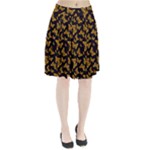 Black Gold Butterfly Print Pleated Skirt