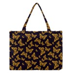 Black Gold Butterfly Print Medium Tote Bag