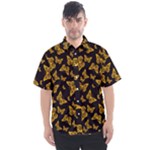 Black Gold Butterfly Print Men s Short Sleeve Shirt