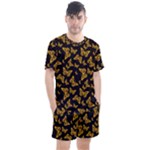 Black Gold Butterfly Print Men s Mesh Tee and Shorts Set