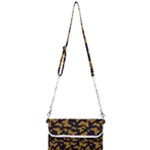 Black Gold Butterfly Print Mini Crossbody Handbag