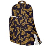Black Gold Butterfly Print Double Compartment Backpack