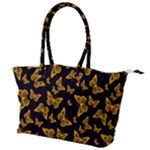 Black Gold Butterfly Print Canvas Shoulder Bag