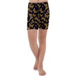 Black Gold Butterfly Print Kids  Lightweight Velour Capri Yoga Leggings