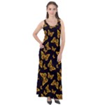 Black Gold Butterfly Print Sleeveless Velour Maxi Dress