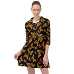 Black Gold Butterfly Print Mini Skater Shirt Dress