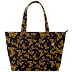 Black Gold Butterfly Print Back Pocket Shoulder Bag 