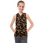 Black Gold Butterfly Print Kids  Sleeveless Hoodie