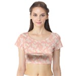 Peaches and Cream Butterfly Print Short Sleeve Crop Top