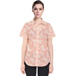 Peaches and Cream Butterfly Print Women s Short Sleeve Shirt