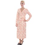 Peaches and Cream Butterfly Print Velvet Maxi Wrap Dress