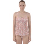 Peaches and Cream Butterfly Print Twist Front Tankini Set