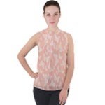 Peaches and Cream Butterfly Print Mock Neck Chiffon Sleeveless Top