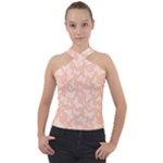 Peaches and Cream Butterfly Print Cross Neck Velour Top