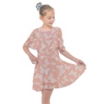 Peaches and Cream Butterfly Print Kids  Shoulder Cutout Chiffon Dress