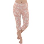 Peaches and Cream Butterfly Print Lightweight Velour Capri Yoga Leggings