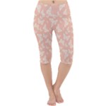 Peaches and Cream Butterfly Print Lightweight Velour Cropped Yoga Leggings