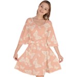 Peaches and Cream Butterfly Print Velour Kimono Dress