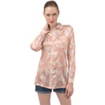 Peaches and Cream Butterfly Print Long Sleeve Satin Shirt