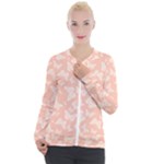 Peaches and Cream Butterfly Print Casual Zip Up Jacket