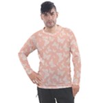 Peaches and Cream Butterfly Print Men s Pique Long Sleeve Tee