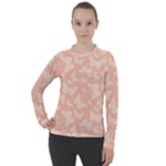 Peaches and Cream Butterfly Print Women s Pique Long Sleeve Tee