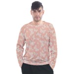 Peaches and Cream Butterfly Print Men s Long Sleeve Raglan Tee