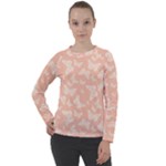 Peaches and Cream Butterfly Print Women s Long Sleeve Raglan Tee