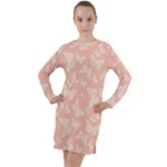 Peaches and Cream Butterfly Print Long Sleeve Hoodie Dress