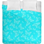 Aqua Blue Butterfly Print Duvet Cover Double Side (King Size)