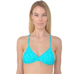 Aqua Blue Butterfly Print Reversible Tri Bikini Top