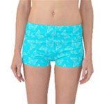 Aqua Blue Butterfly Print Reversible Boyleg Bikini Bottoms