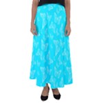 Aqua Blue Butterfly Print Flared Maxi Skirt