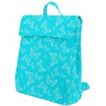 Aqua Blue Butterfly Print Flap Top Backpack