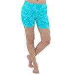 Aqua Blue Butterfly Print Lightweight Velour Yoga Shorts